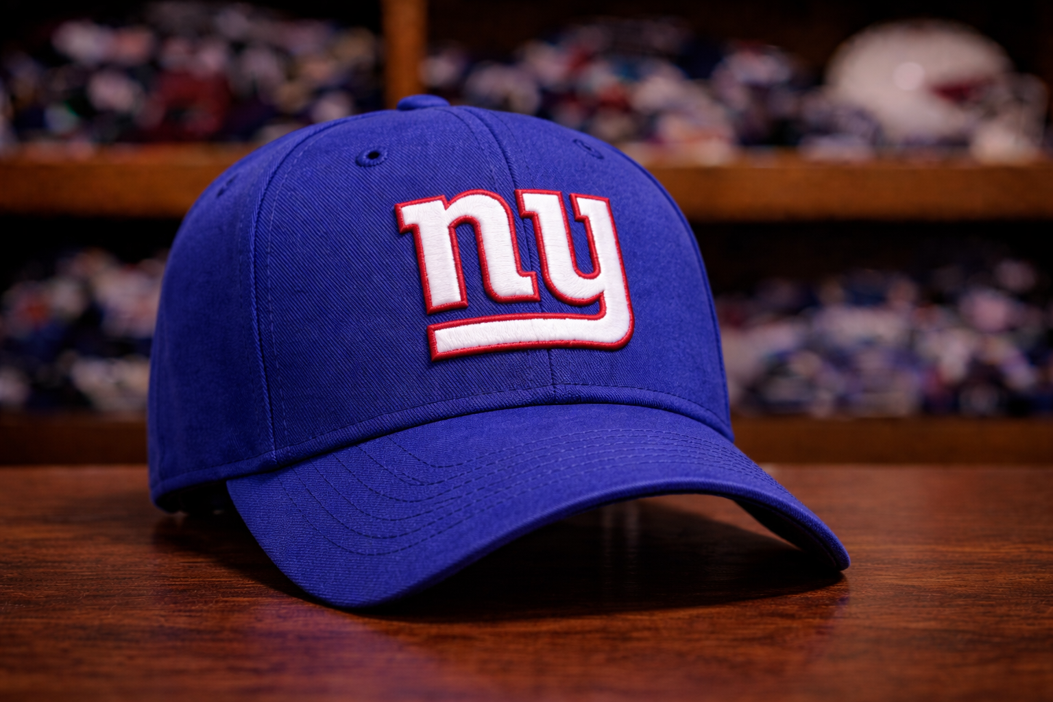Blue Giants cap on wooden surface