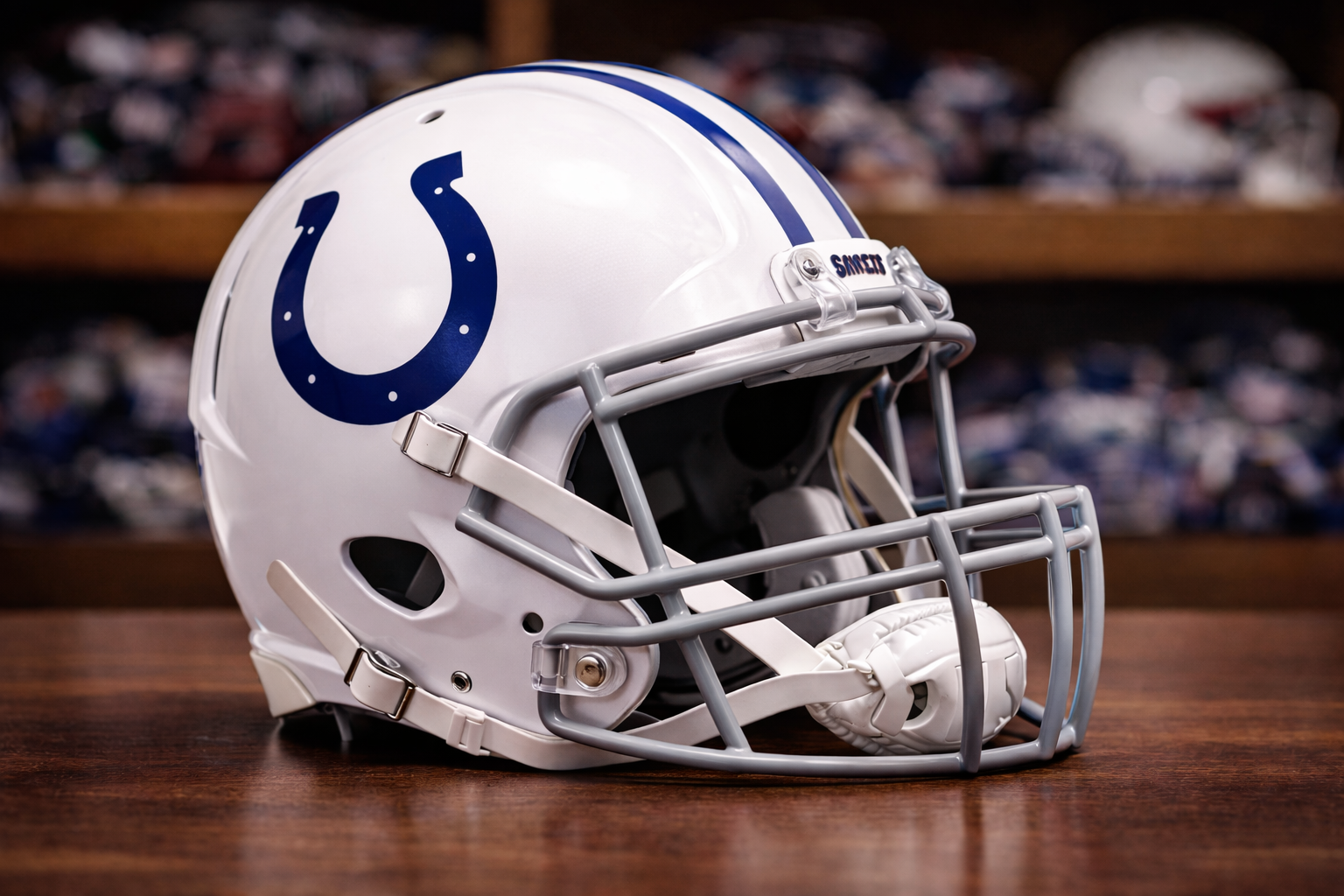 Indianapolis Colts helmet in locker room